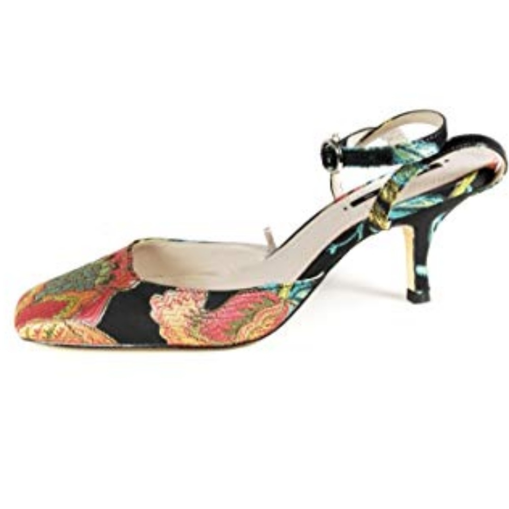 NWB!  Zara Embroidered Kitten Heel Shoes, US Sz 9
